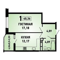 ЖК Губернский 1 комнатная 40.36м2