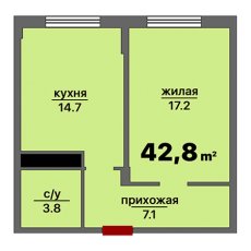 ЖК Спортивный 1 комнатная 42.8