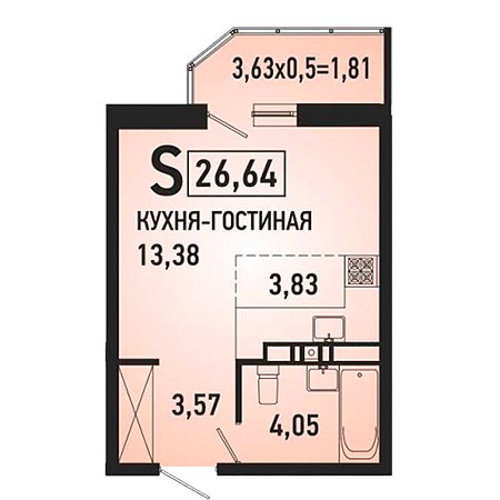 ЖК Губернский Студия 26.64м2