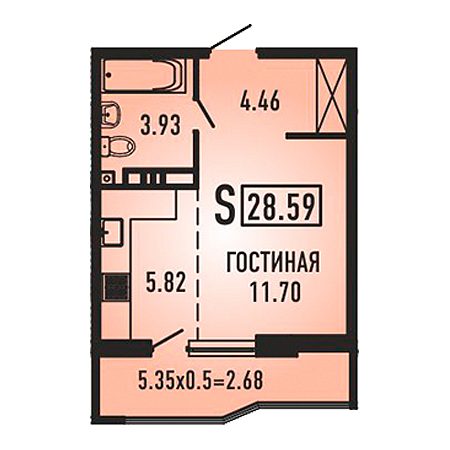 ЖК Губернский Студия 28.59м2