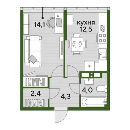 ЖК Догма-Парк 1 комнатная 37.3м2
