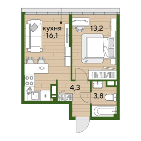 ЖК Догма-Парк 1 комнатная 37.4м2