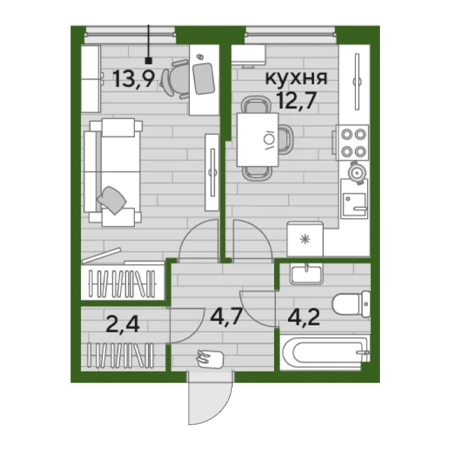 ЖК Догма-Парк 1 комнатная 37.9м2