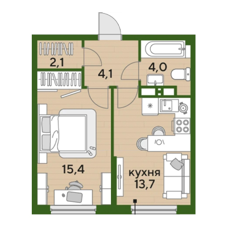 ЖК Догма-Парк 1 комнатная 39.3м2(1)