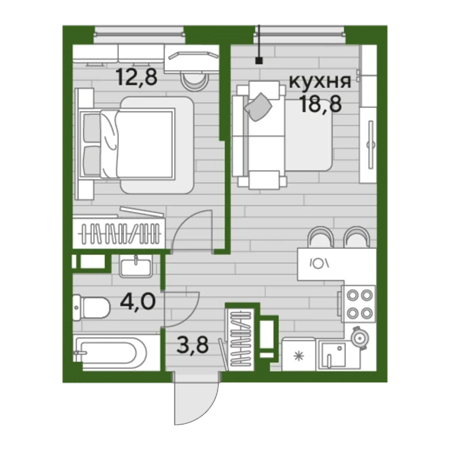 ЖК Догма-Парк 1 комнатная 39.4м2(1)