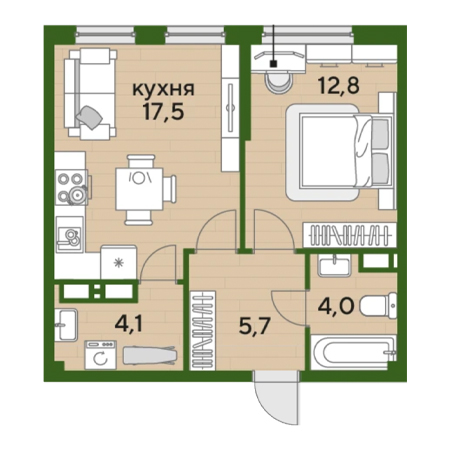 ЖК Догма-Парк 1 комнатная 44.1м2
