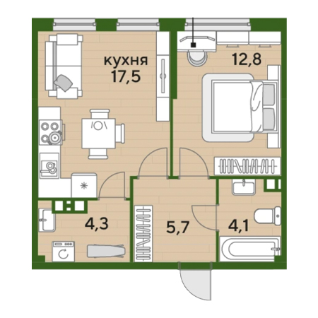 ЖК Догма-Парк 1 комнатная 44.4м2