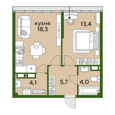 ЖК Догма-Парк 1 комнатная 45.5м2