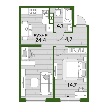 ЖК Догма-Парк 1 комнатная 47.9м2