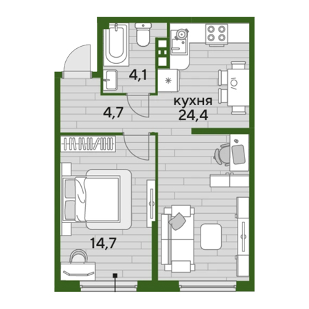 ЖК Догма-Парк 1 комнатная 47.9м2(1)
