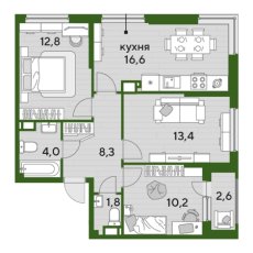ЖК Догма-Парк 3 комнатная 69.7м2