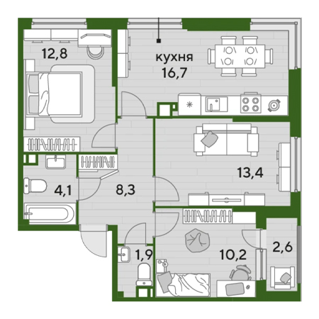 ЖК Догма-Парк 3 комнатная 70.0м2