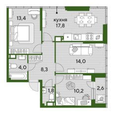 ЖК Догма-Парк 3 комнатная 72.1м2