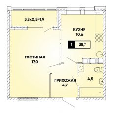 ЖК Архитектор-1 комнатная-38.7(1)