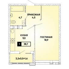 ЖК Архитектор-1 комнатная-38.7