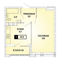ЖК Архитектор-1 комнатная-37.3