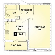 ЖК Архитектор-1 комнатная-36.3