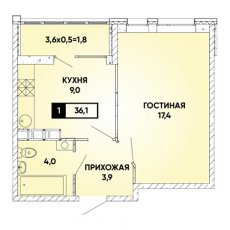ЖК Архитектор-1 комнатная-36.1