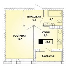ЖК Архитектор-1 комнатная-35.3