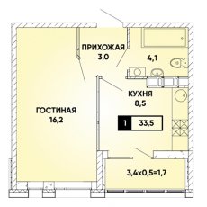 ЖК Архитектор-1 комнатная-33.5