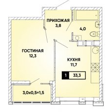 ЖК Архитектор-1 комнатная-33.3