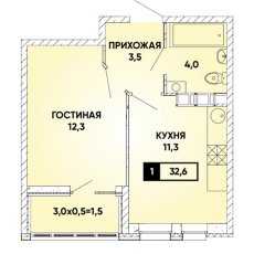 ЖК Архитектор-1 комнатная-32.6
