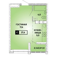 ЖК Архитектор-2 комнатная-27.6