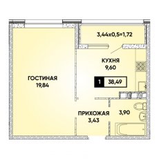 ЖК Архитектор 1 комнатная 38.49м2
