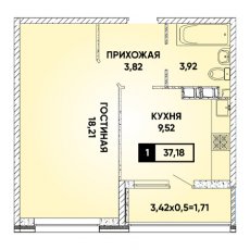 ЖК Архитектор 1 комнатная 37.18м2