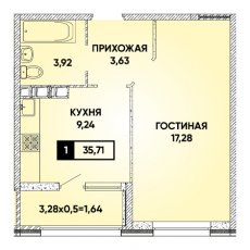 ЖК Архитектор 1 комнатная 35.71м2
