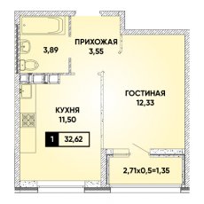 ЖК Архитектор 1 комнатная 32.62м2